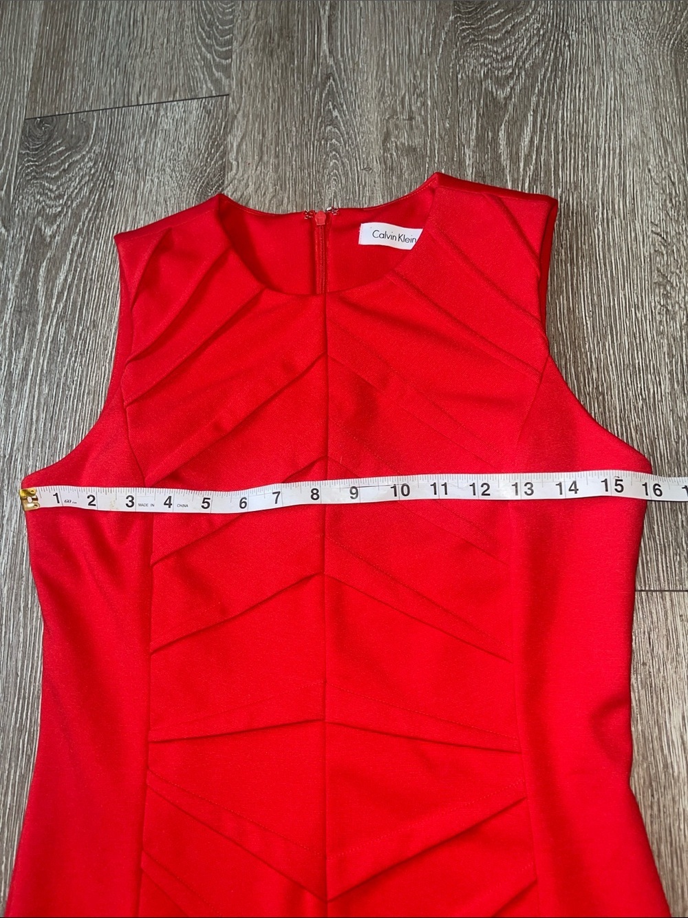 Calvin Klein Red Sleeveless Midi Sheath Dress tank minimalist business casual - Picture 3 of 6